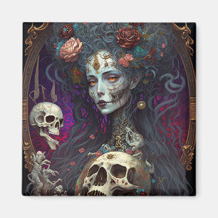 Imã Gótico Skull Zombie Mulher Gótica