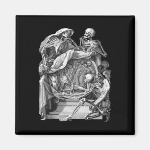 Imã Gótico Vintage Esqueleto Engrenando Memento Mori H