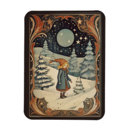 Ímã Gouache Vintage Retro Christmas