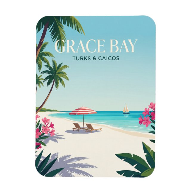 Ímã Grace Bay Turcas e Caicos (Vertical)
