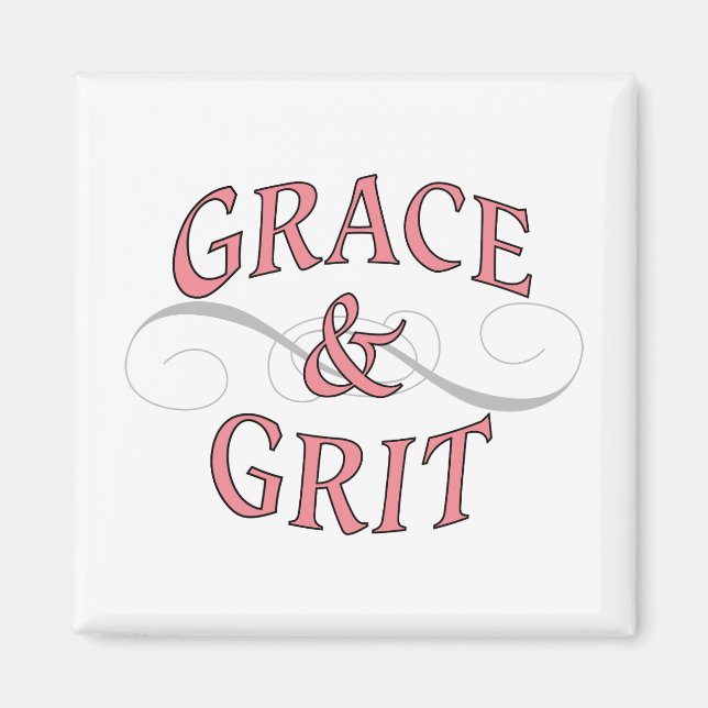 Imã Grace & Grit em rosa e Cinza (Frente)