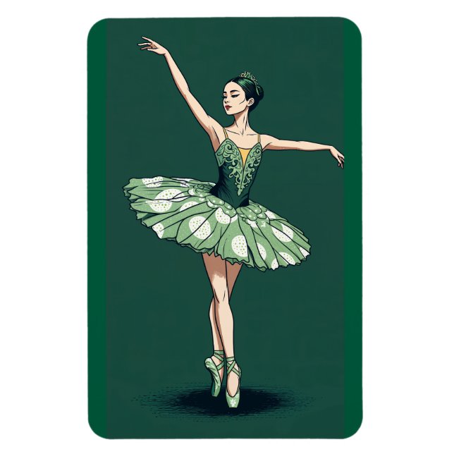Ímã Graceful Ballerina Puzzle – Elegant Dancer on Gree (Vertical)