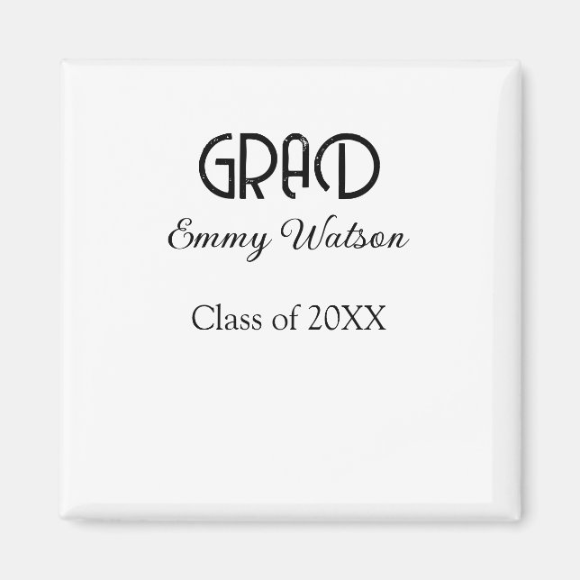 Imã Grad bold letter graduation name class of 20XX sim (Frente)