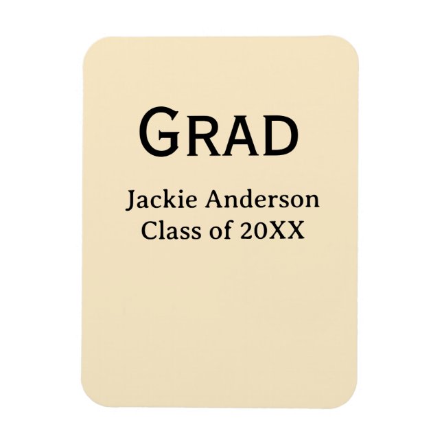 Ímã Grad bold letter name class of 20XX yellow pastel  (Vertical)