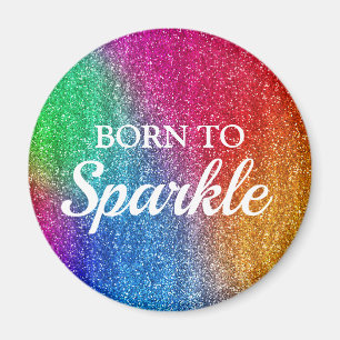 Imã Gradiente de Arco-Íris Brilhante com Glitter Nasci