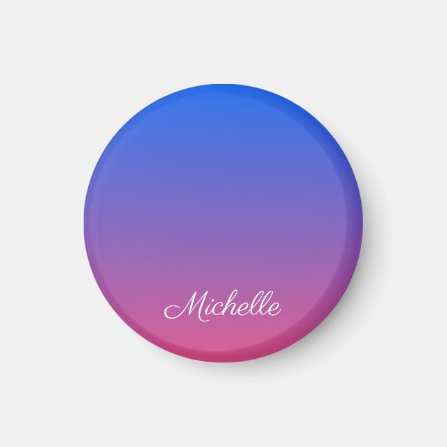 Imã Gradiente verde-azul e cor-de-rosa personalizado (Frente)