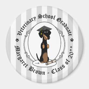 Imã Graduação Dachshund (preto e bronzeado) - Cão b