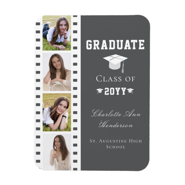 Ímã Graduação de Colagem de Fotos em Filmstrip Quatro  (Vertical)