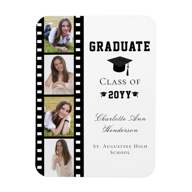 Ímã Graduação de Colagem de Fotos em Filmstrip Quatro  (Vertical)