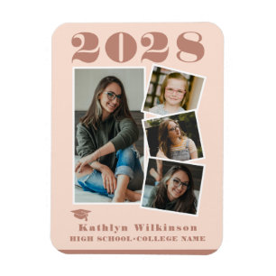 Ímã Graduação de Colagem de Script Cor-de-Rosa Moder