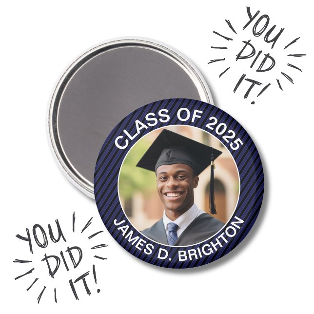 Imã Graduação de Foto Azul (Criador carregado)