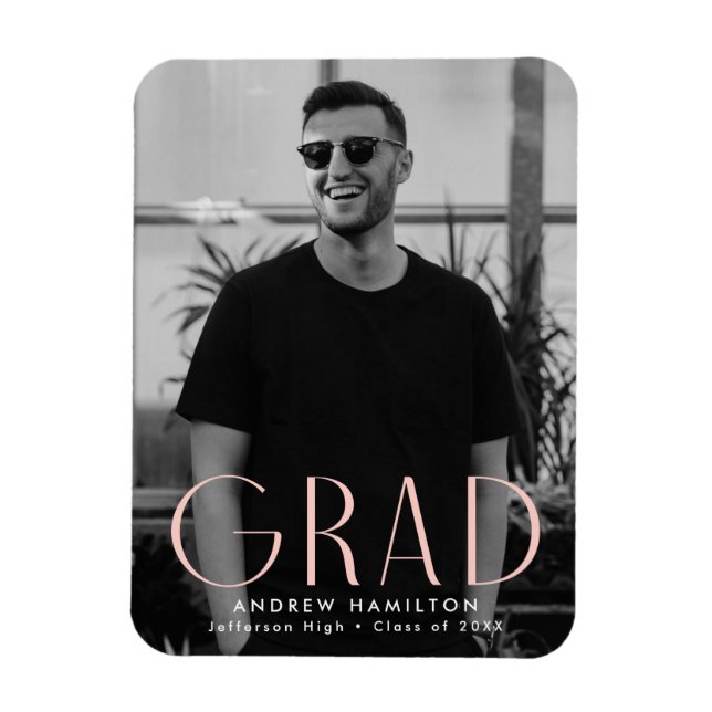 Ímã Graduação de Foto com Blush de Simplicidade Modern (Vertical)