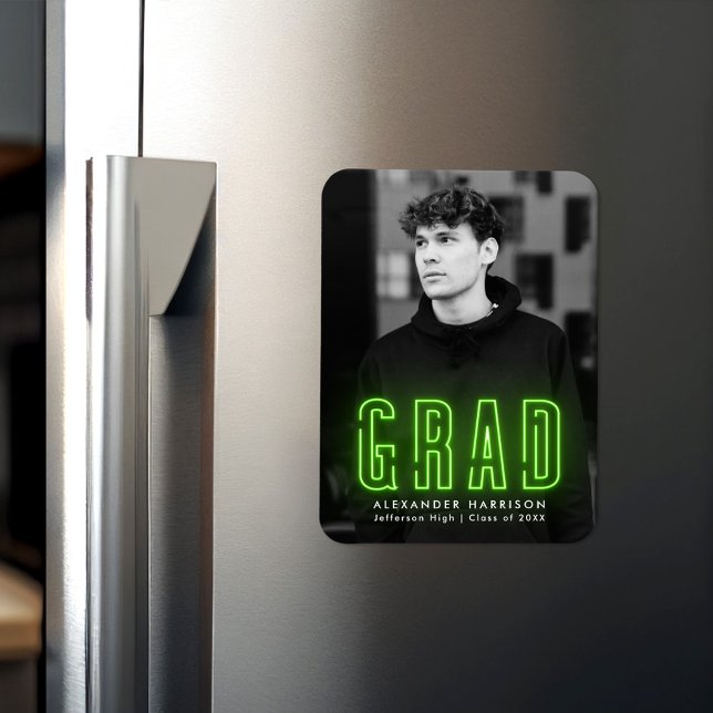 Ímã Graduação de Foto Vertical Neon do Verde limão Mod (Criador carregado)