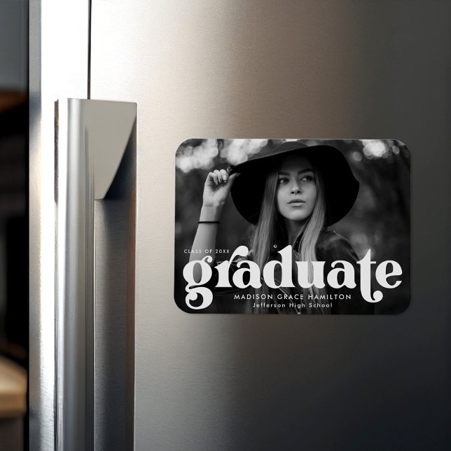 Ímã Graduação de Fotos Brancas com Tipografia Branca (Criador carregado)