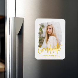 Ímã Graduação de Fotos de Script Amarelo de Pré-Disque