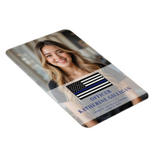 Ímã Graduação do Oficial de Polícia de Linha Azul-Fino