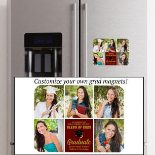 Ímã Graduação em Chic com Colagem de Fotos do Formando
