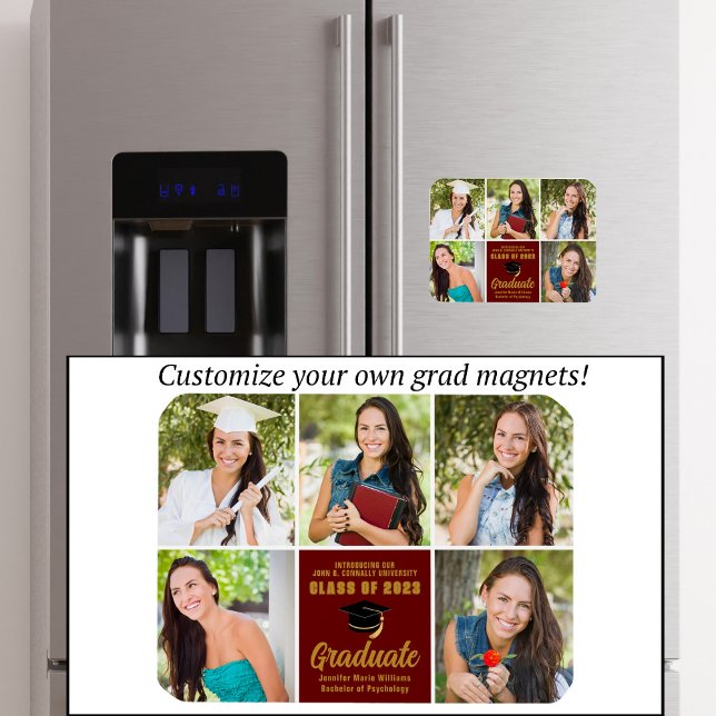 Ímã Graduação em Chic com Colagem de Fotos do Formando (Criador carregado)