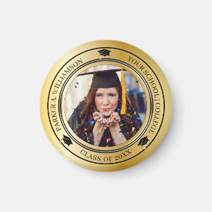 Imã Graduação Foto Dourado Tone Formando Classe Ano