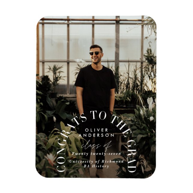 Ímã Graduação geométrica moderna de tipografia fotográ (Vertical)