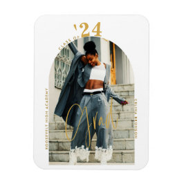 Ímã Graduação Mínima da Foto do Script Dourado Moderno