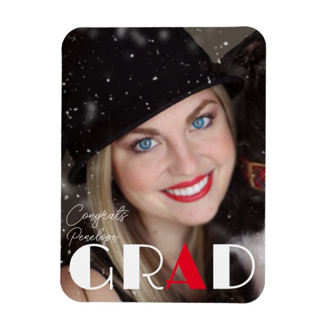 Ímã Graduação mínima em vermelho branco preto (Vertical)