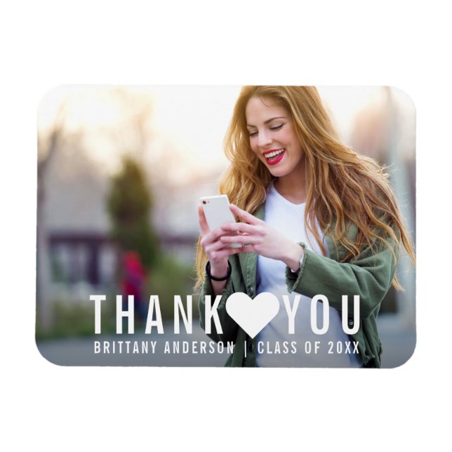 Ímã Graduação Moderna Obrigado Coração (Horizontal)