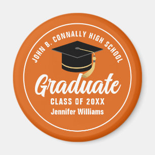 Imã Graduação Personalizada do Formando Branco Laranja