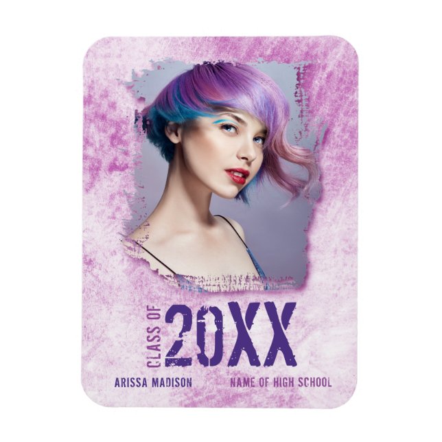 Ímã Graduação Púrpura legal de Foto do Grunge Moderno  (Vertical)