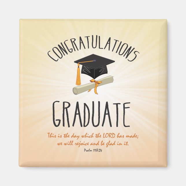 Imã Graduação religiosa Dourada Starburst com Boné Neg (Frente)