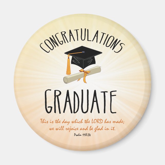 Imã Graduação religiosa Dourada Starburst com Boné Neg (Frente)