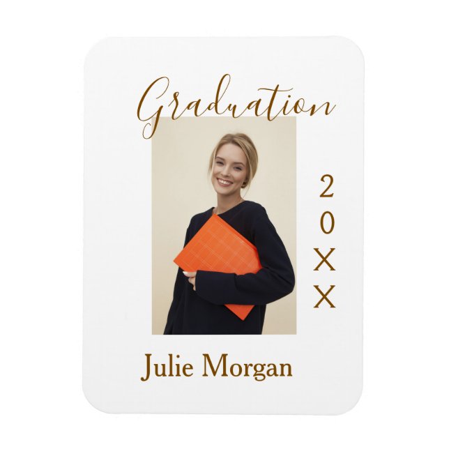 Ímã Graduation photo brown golden year 20XX namesimple (Vertical)