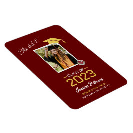 Ímã Graduation Red Yellow Photo Party