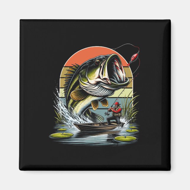 Imã Gráfica de pesca de boca grande B Peixe  (Frente)