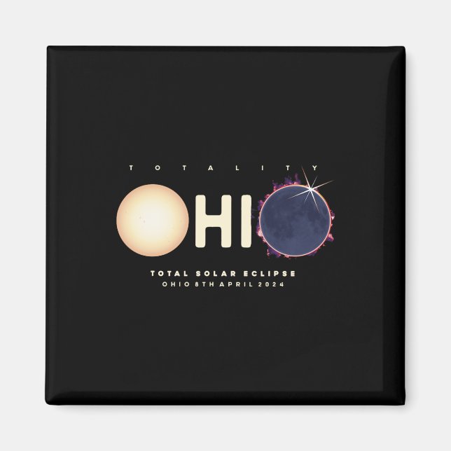 Imã Gráfico de Astronomia Total Eclipse 2024 Ohio (Frente)