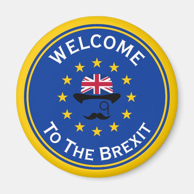 Imã Gráfico de Brexit da União Europeia Amarela Azul  (Frente)