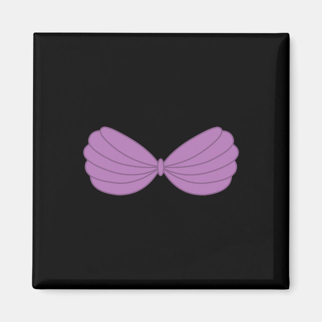 Imã Gráfico de Cartoons da Mermaid Purple Seashell Bra (Frente)