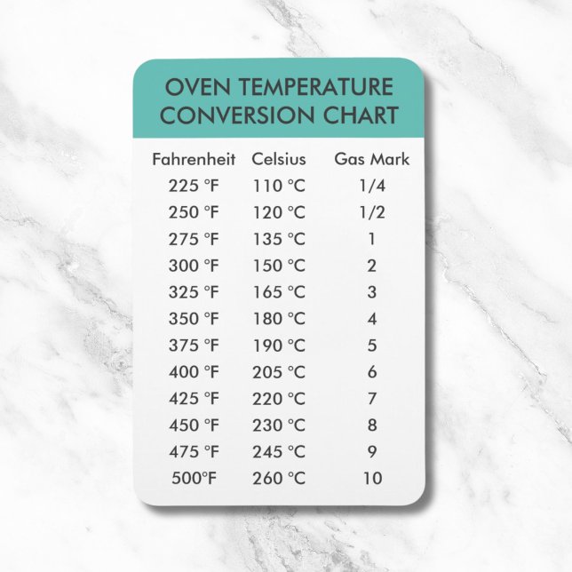 Ímã gráfico de conversão da temperatura do forno (oven temperature conversion chart magnet)