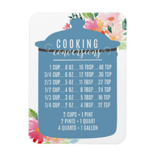Ímã Gráfico de Conversão de Cozinhar Jar azul