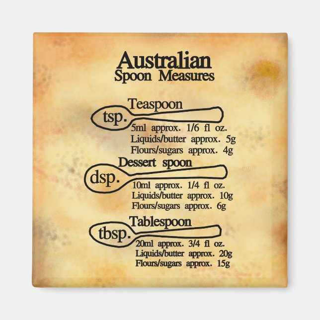 Imã gráfico de conversão de medidas de colher australi (Frente)