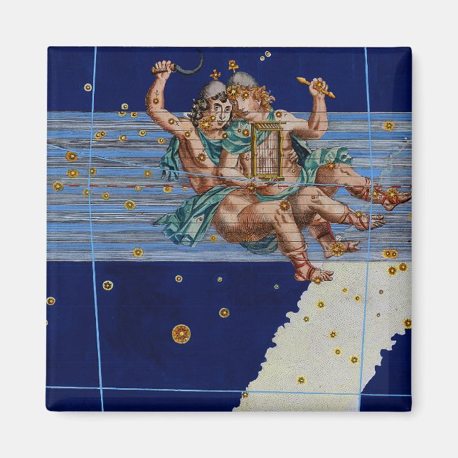 Imã Gráfico de estrelas do Vintage Gemini (Frente)