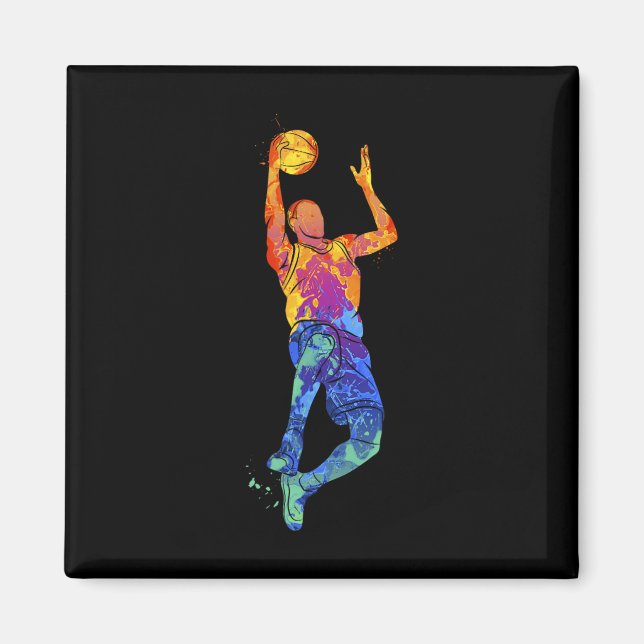 Imã Gráfico de Jogador de Basquete de Dunking (Frente)