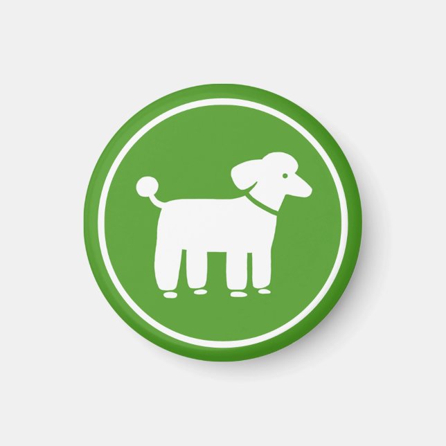 Imã Gráfico de Poodle (Verde) (Frente)
