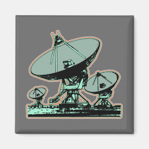 Imã Gráfico de Prato de Satélite Retro