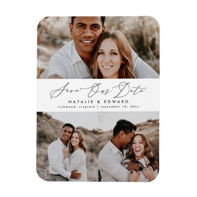 Ímã Gráfico multifotografia moderno de casamento (Vertical)