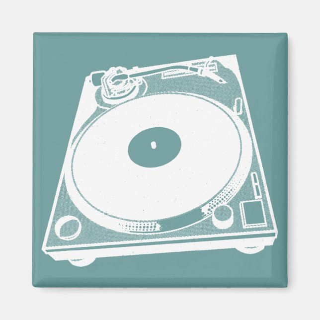 Imã Gráfico Retroativo Turntable em Branco (Frente)