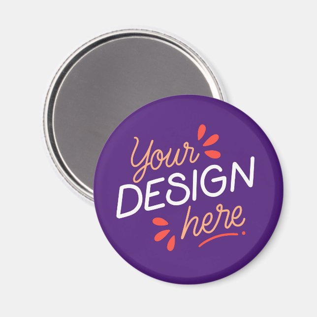 Imã Gráfico roxo quadrado com laranja divertido (Front/Back)
