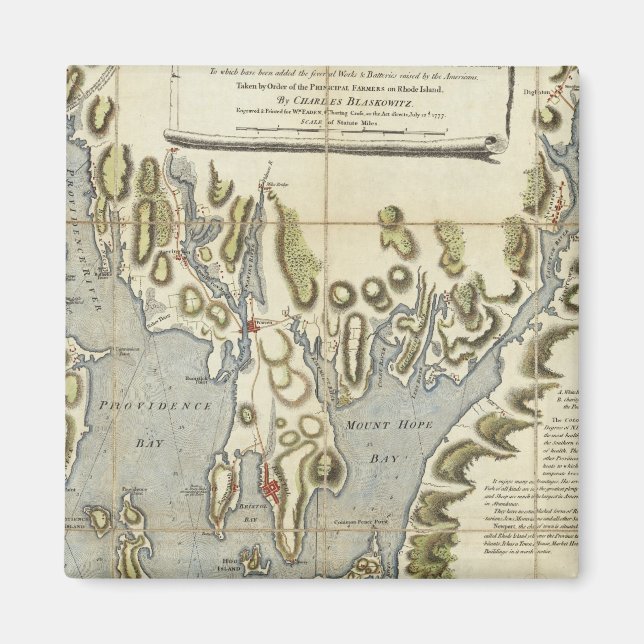Imã Gráfico Topográfico da Baía de Narraganset (Frente)
