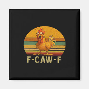 Imã Gráfico Vintage Essencial de Frango F-Caw-F