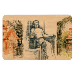 Ímã Gráficos de lápis de senhora no artesanato